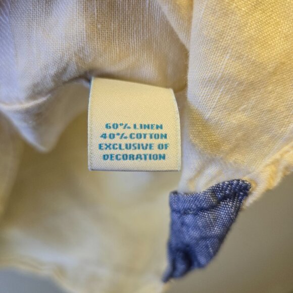 Caribbean Mens Short Sleeve Button-Up Shirt Yellow XL Linen & Cotton Blend - Picture 5 of 8